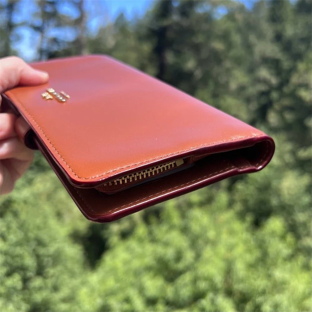 COACH Brown Smooth Leather Bifold Wallet with Gold Hardware AUTHENTIC